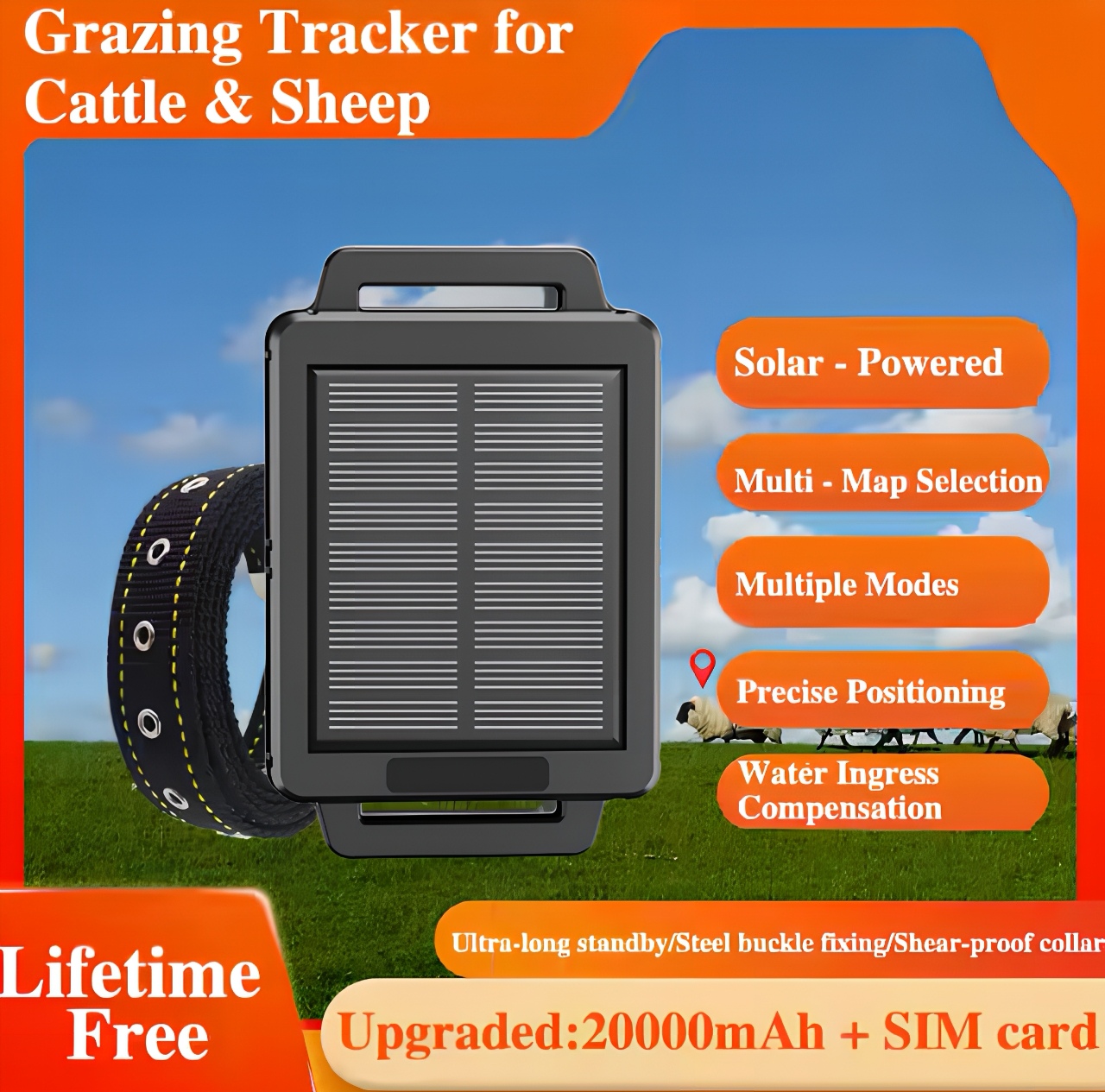 GPS-трекер GPSONE 2025 года, м – обзор и цена Animal Gps Tracker 4G Solar